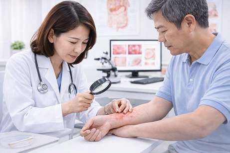 มาตรฐานการตรวจผิวหนังอย่างปลอดภัยและเป็นส่วนตัว (ภาพสมจริง ไม่มีตัวหนังสือ)